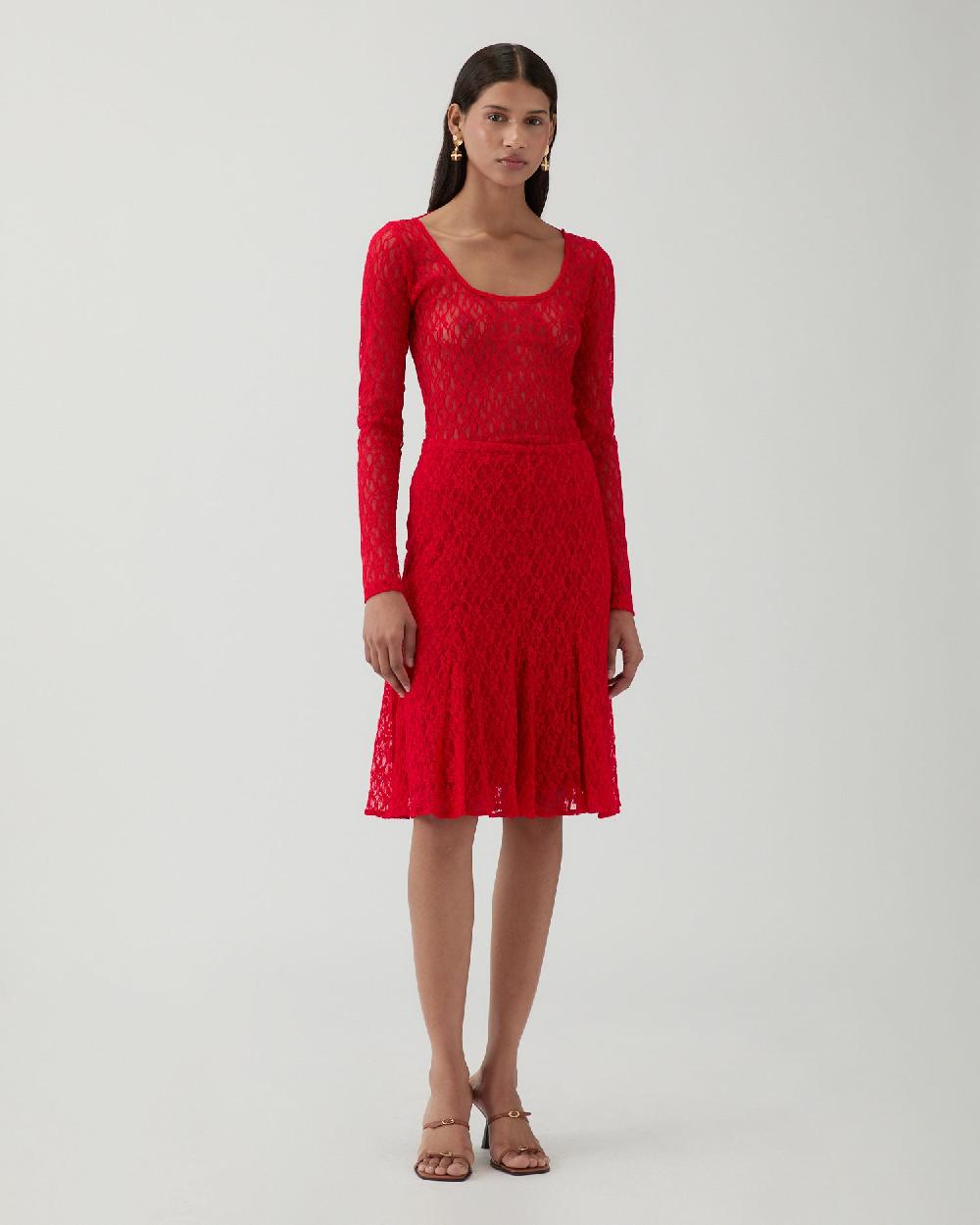 rejina pyo Taylor Skirt Lace Red