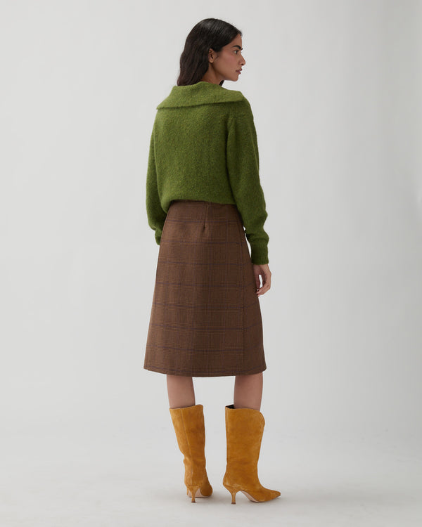 Rejina Pyo Thea Skirt Wool Check Brown