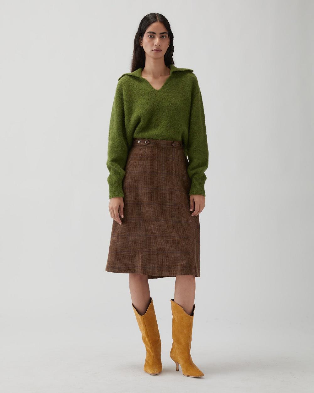 rejina pyo Thea Skirt Wool Check Brown