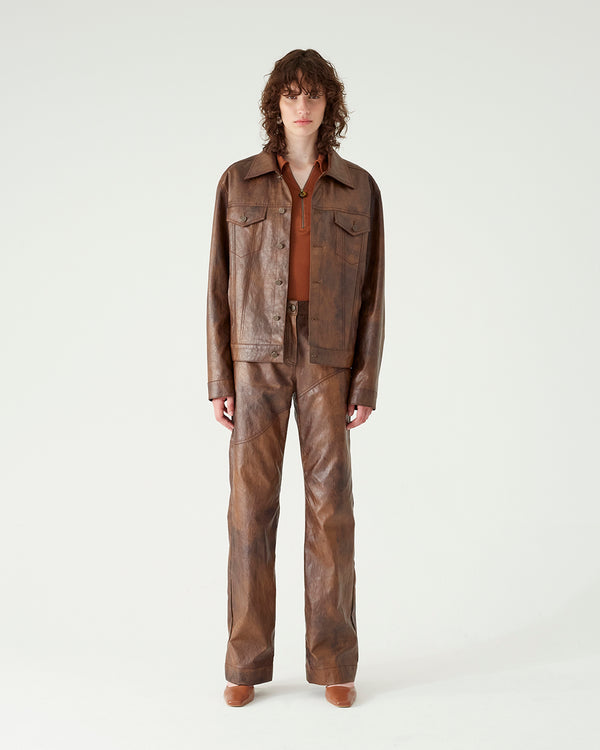 Rejina Pyo Theo Jacket Faux Leather Brown