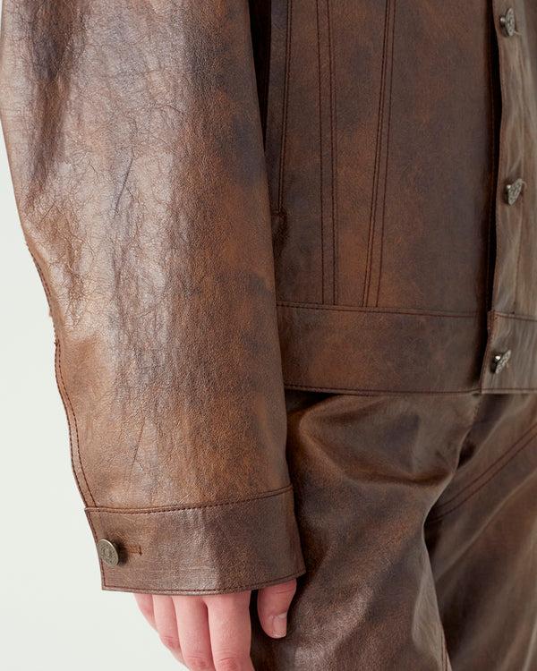 Rejina Pyo Theo Jacket Faux Leather Brown