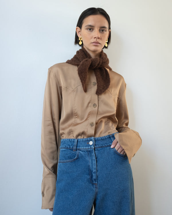 Rejina Pyo Triangle Scarf Alpaca Brown