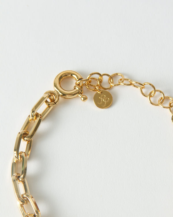 Rejina Pyo Trio Chain Bracelet Glass Pearl Gold