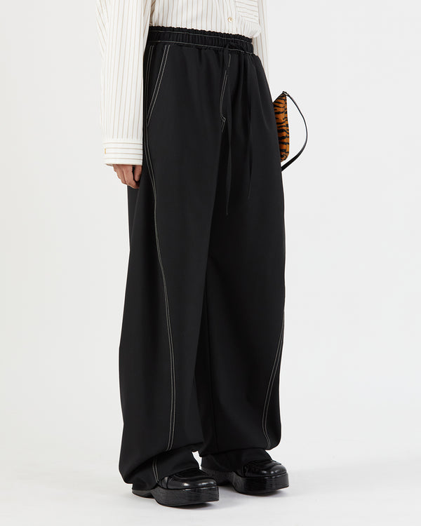 Rejina Pyo Una Trousers Wool Blend Suiting Black