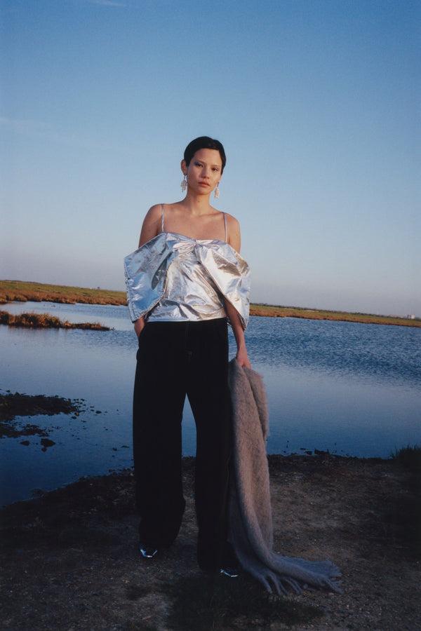 Rejina Pyo Una Trousers Wool Blend Suiting Black