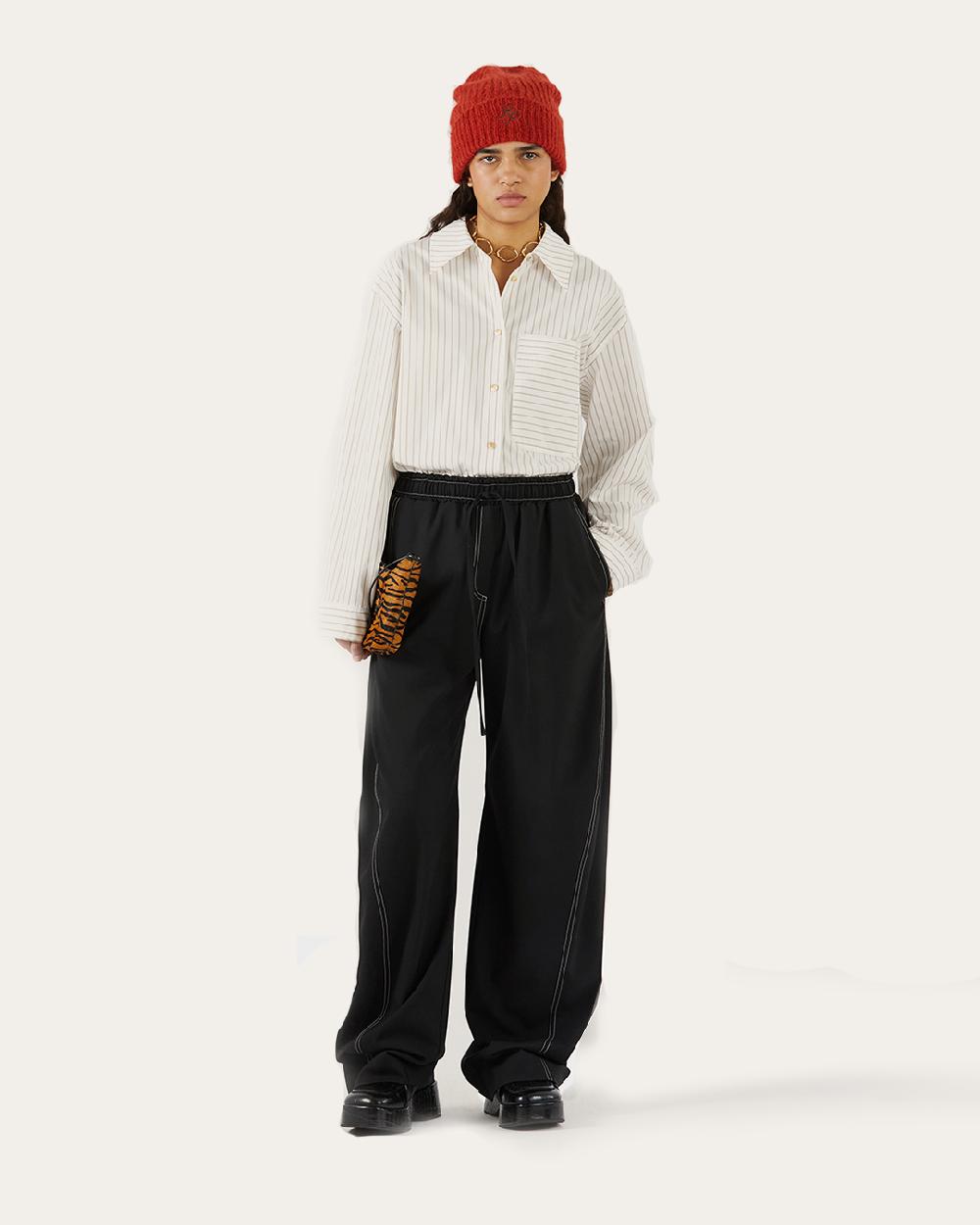 rejina pyo Una Trousers Wool Blend Suiting Black