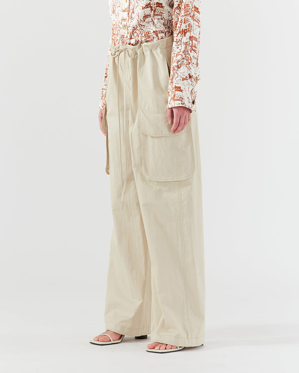 Rejina Pyo Vietta Trousers Cotton Blend Twill Sand