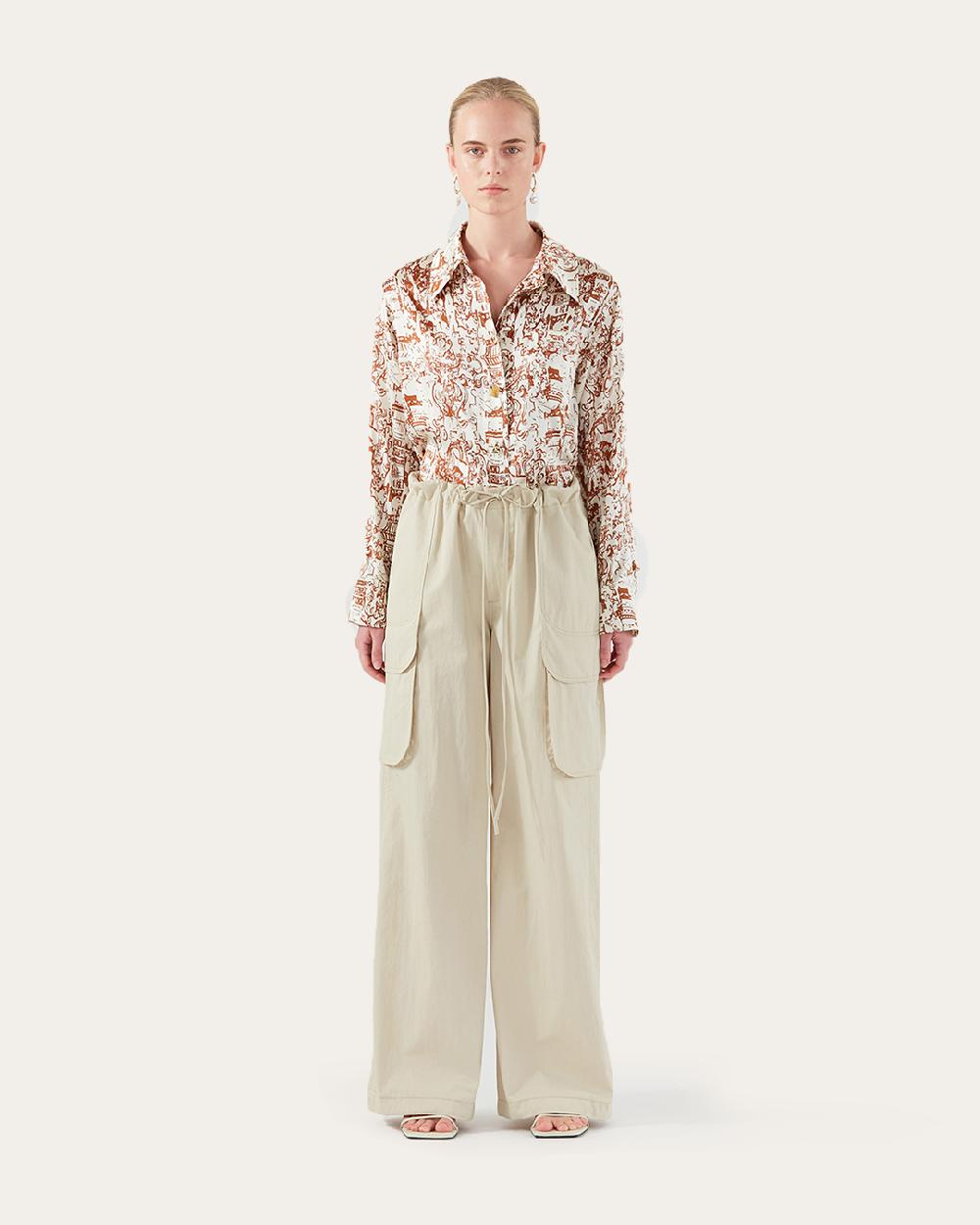 rejina pyo Vietta Trousers Cotton Blend Twill Sand