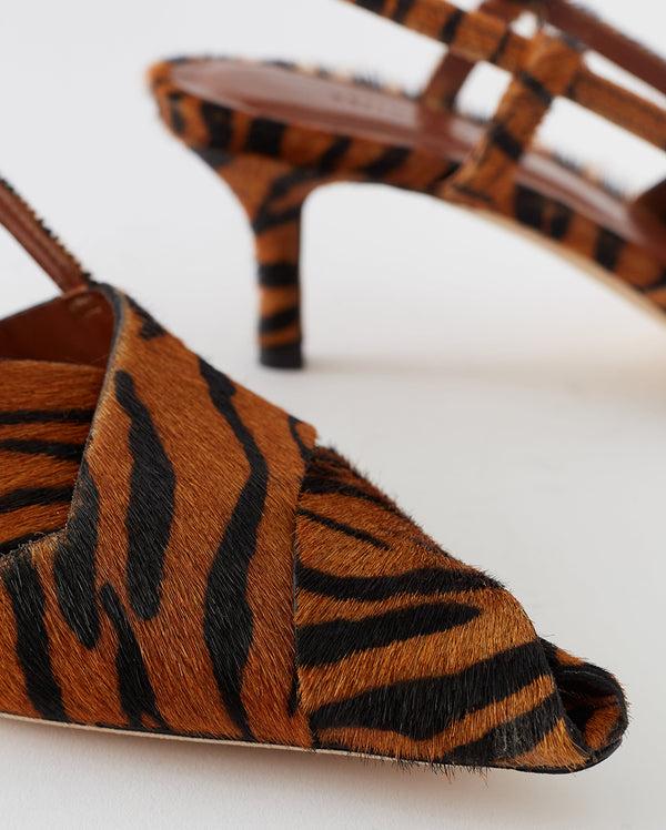 Rejina Pyo Wrap Kitten Heels Calfhair Print Brown