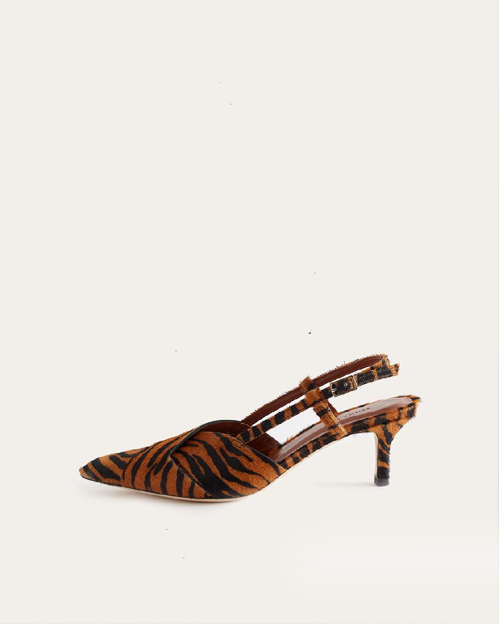 rejina pyo Wrap Kitten Heels Calfhair Print Brown