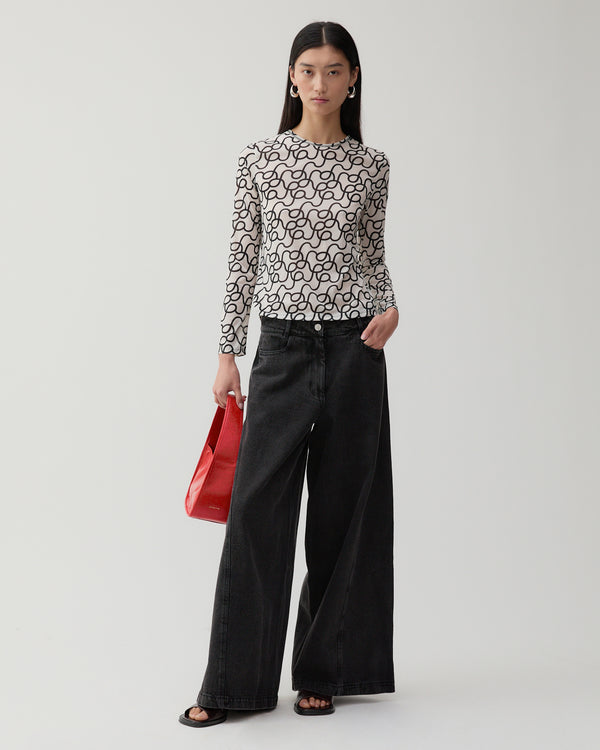 Rejina Pyo Zoya Top Mesh Printed Off-White