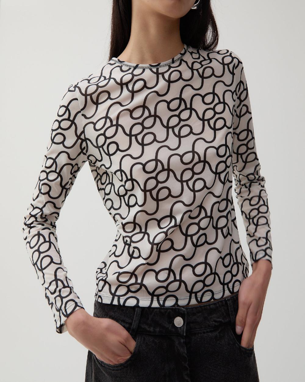 rejina pyo Zoya Top Mesh Printed Off-White