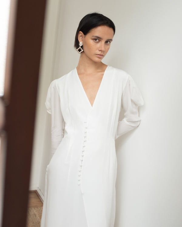 Rejina Pyo Remi Dress Silk Crepe De Chine Off-White