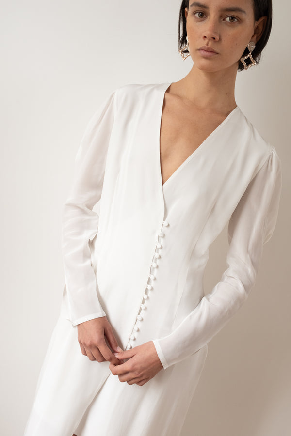 Rejina Pyo Remi Dress Silk Crepe De Chine Off-White