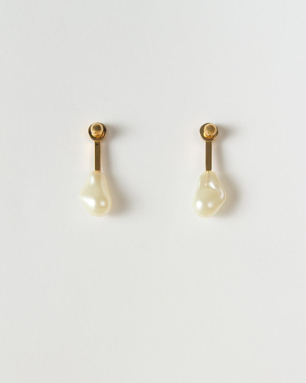 rejina pyo Reverse Droplet Earrings Glass Pearl Gold