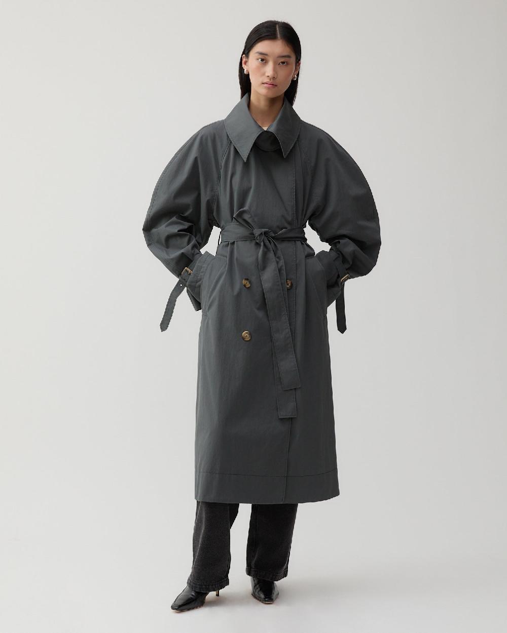 rejina pyo Romy Trenchcoat Cotton Blend Twill Charcoal