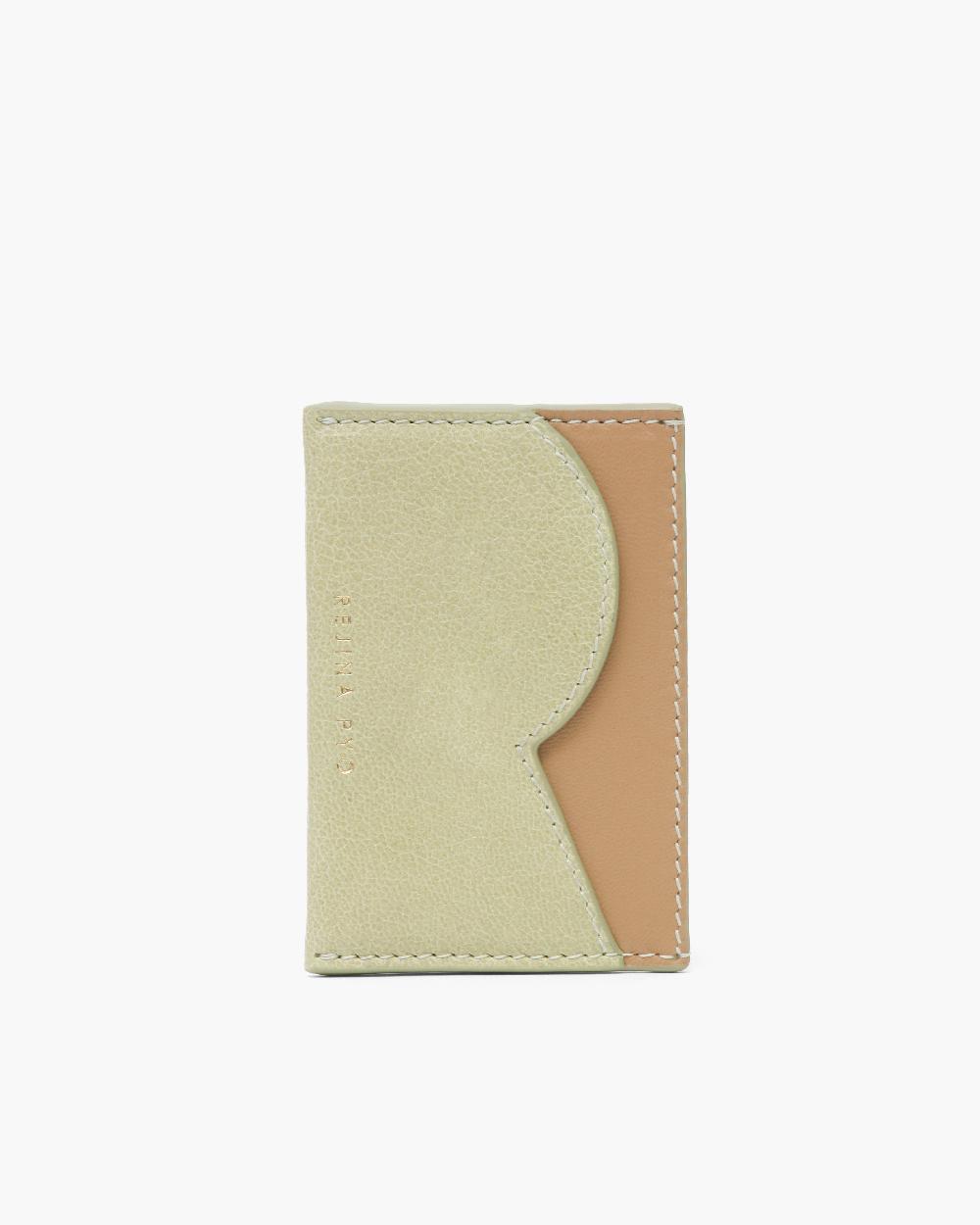 rejina pyo RP Card Holder Leather Citrus Green + Nappa Almond