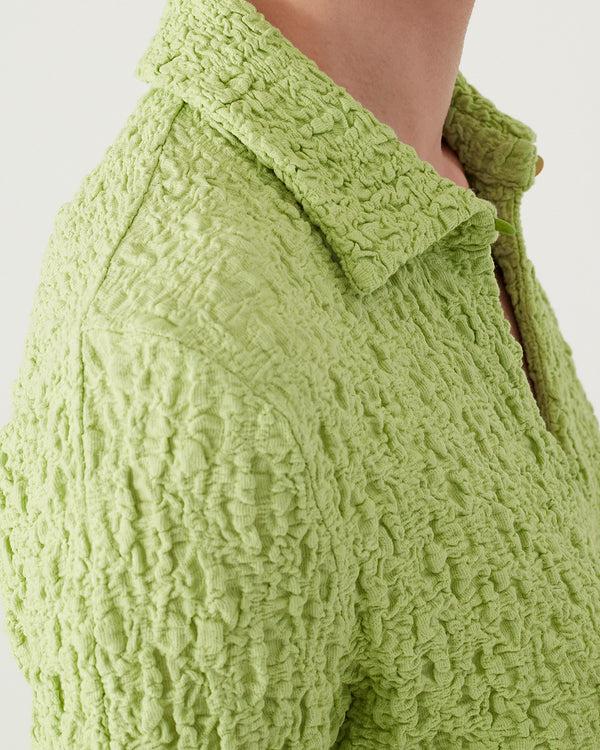 Rejina Pyo Sana Dress Cotton Blend Seersucker Acid Green