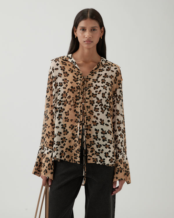 Rejina Pyo Saskia Shirt Viscose Chiffon Print Beige