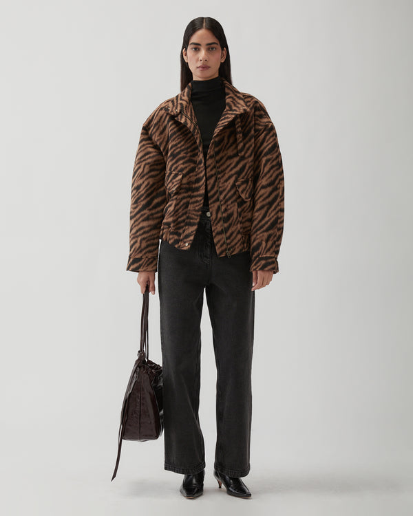 Rejina Pyo Sofie Jacket Wool Blend Jacquard Tiger Beige