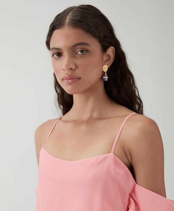 Rejina Pyo Squiggle Earrings Gold Plated With Lapis