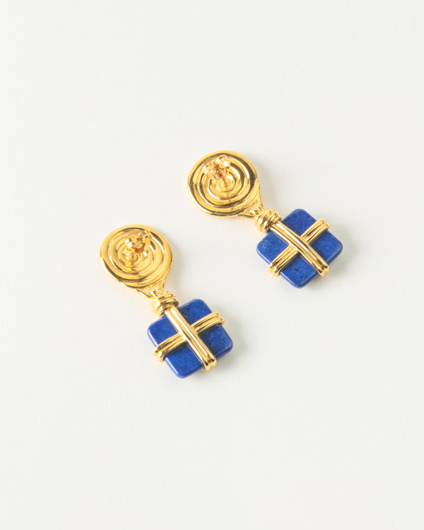 Rejina Pyo Squiggle Earrings Gold Plated With Lapis