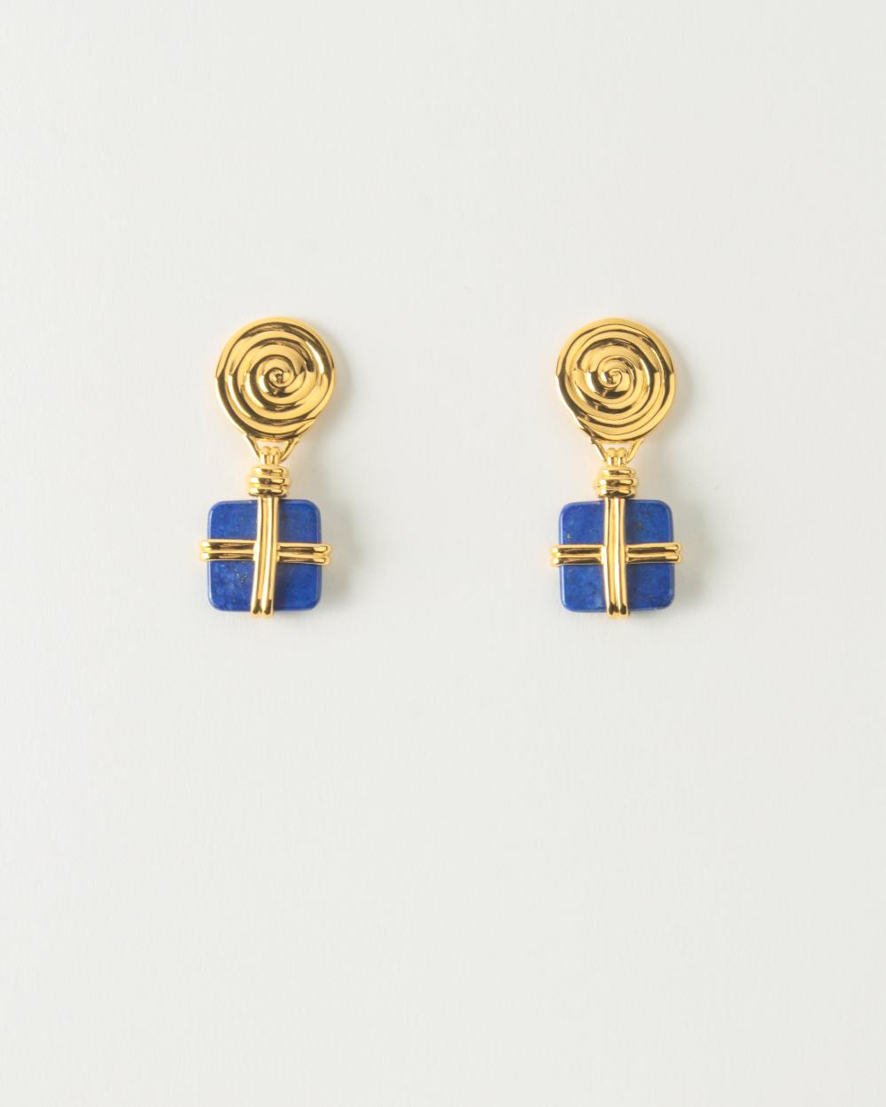 rejina pyo Squiggle Earrings Gold Plated with Lapis