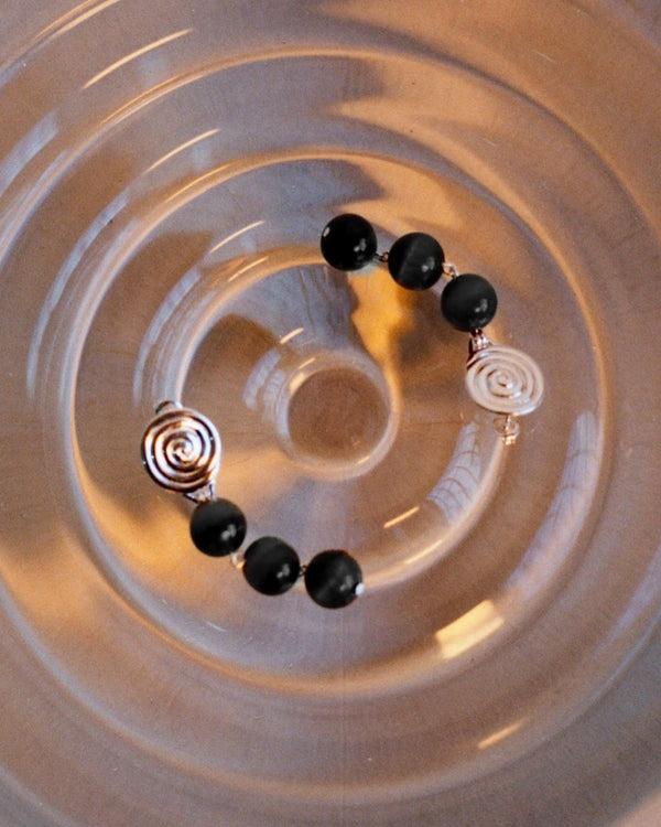 Rejina Pyo Swirl Droplet Earrings Silver Plated With Onyx