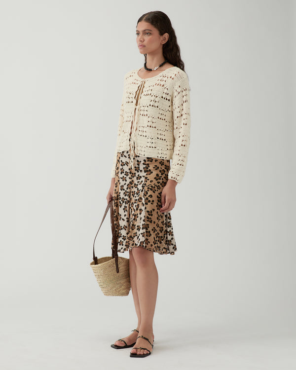 Rejina Pyo Taylor Skirt Viscose Chiffon Print Beige