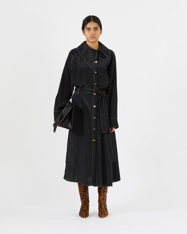 Rejina Pyo Thalia Dress Viscose Blend Crinkle Black