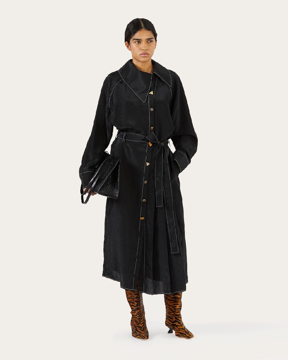 rejina pyo Thalia Dress Viscose Blend Crinkle Black