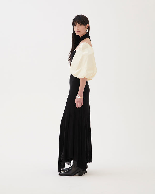 Rejina Pyo Tilly Dress Tencel Black + Organic Cotton Off-White