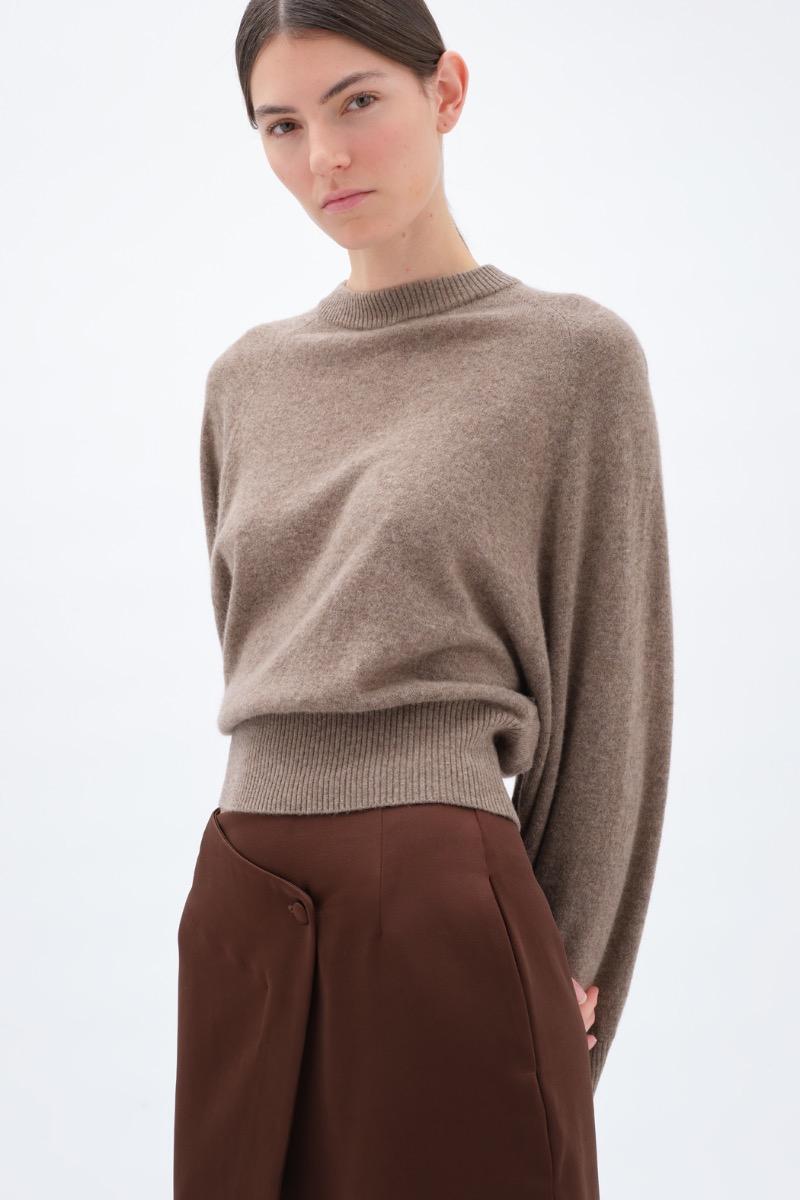 Remain Birger Christensen Bat Sleeve Crewneck Brown