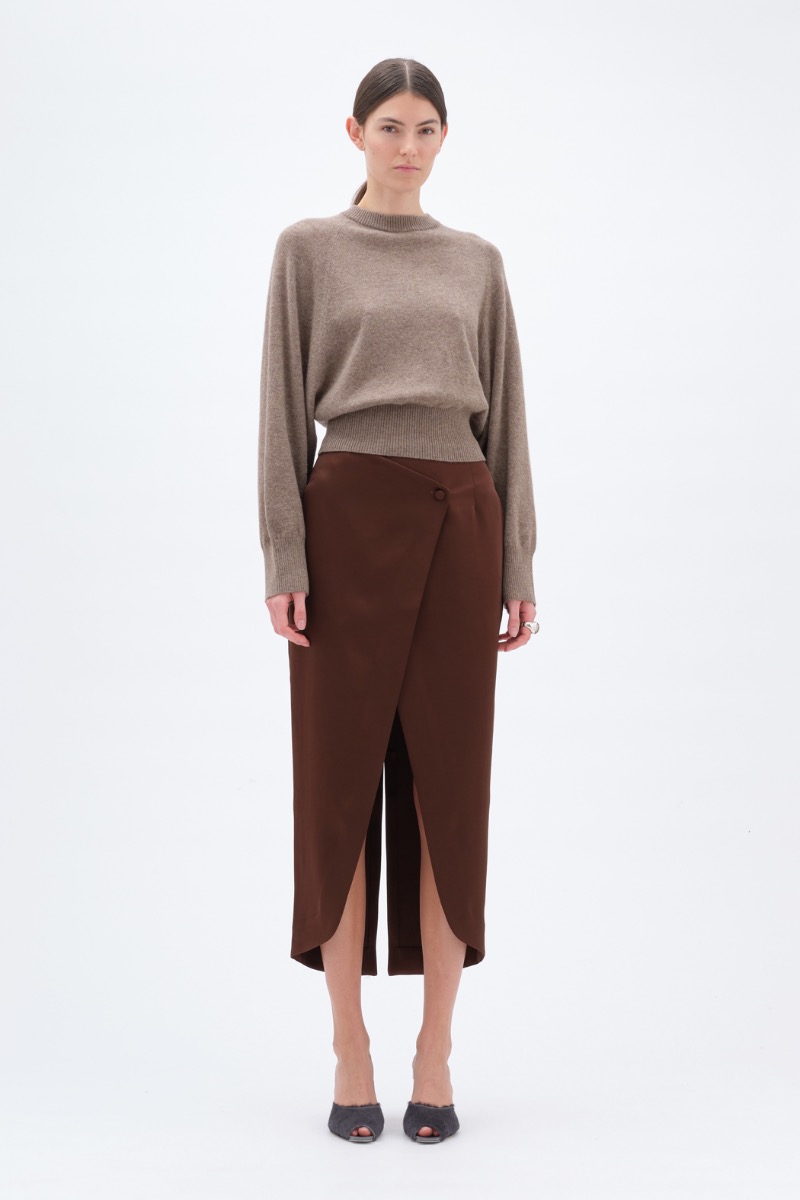 remain birger christensen Bat Sleeve Crewneck Brown