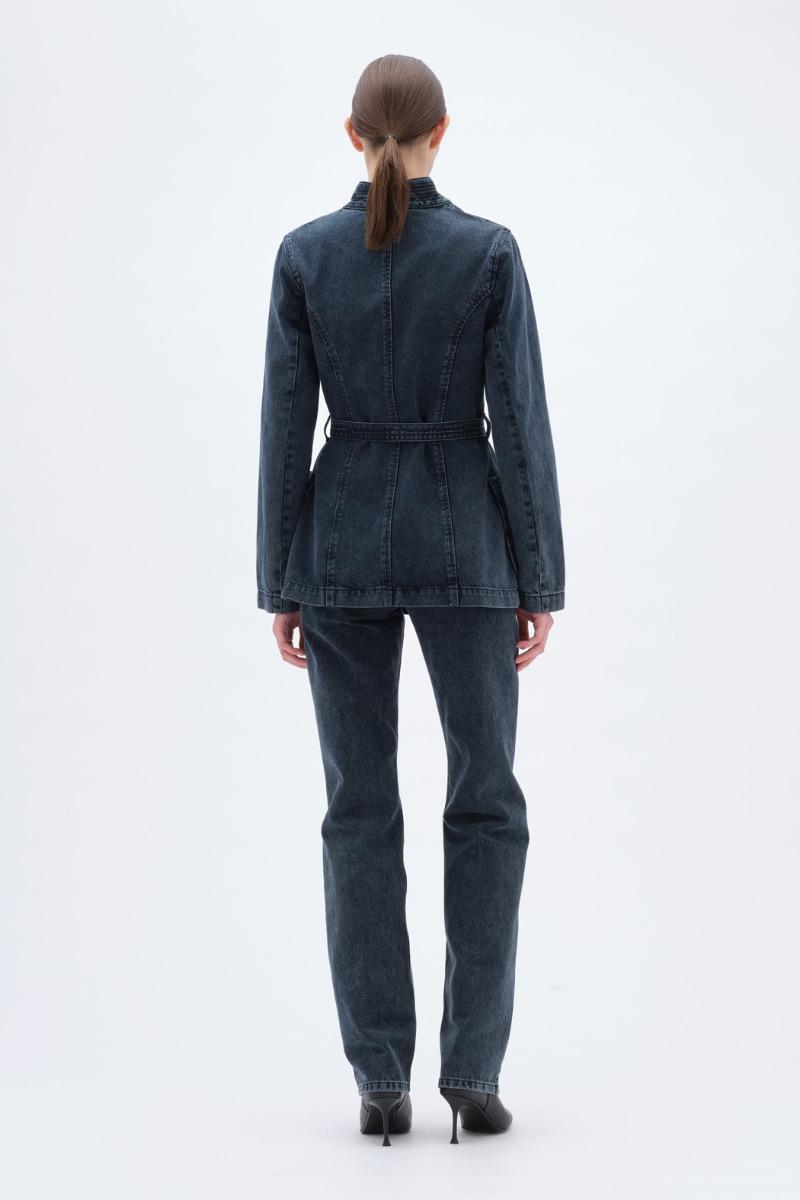 Remain Birger Christensen Belted Denim Jacket Black