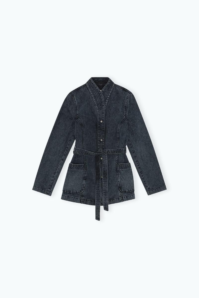 Remain Birger Christensen Belted Denim Jacket Black