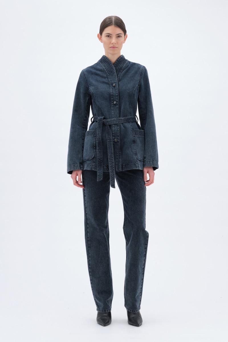 remain birger christensen Belted Denim Jacket Black