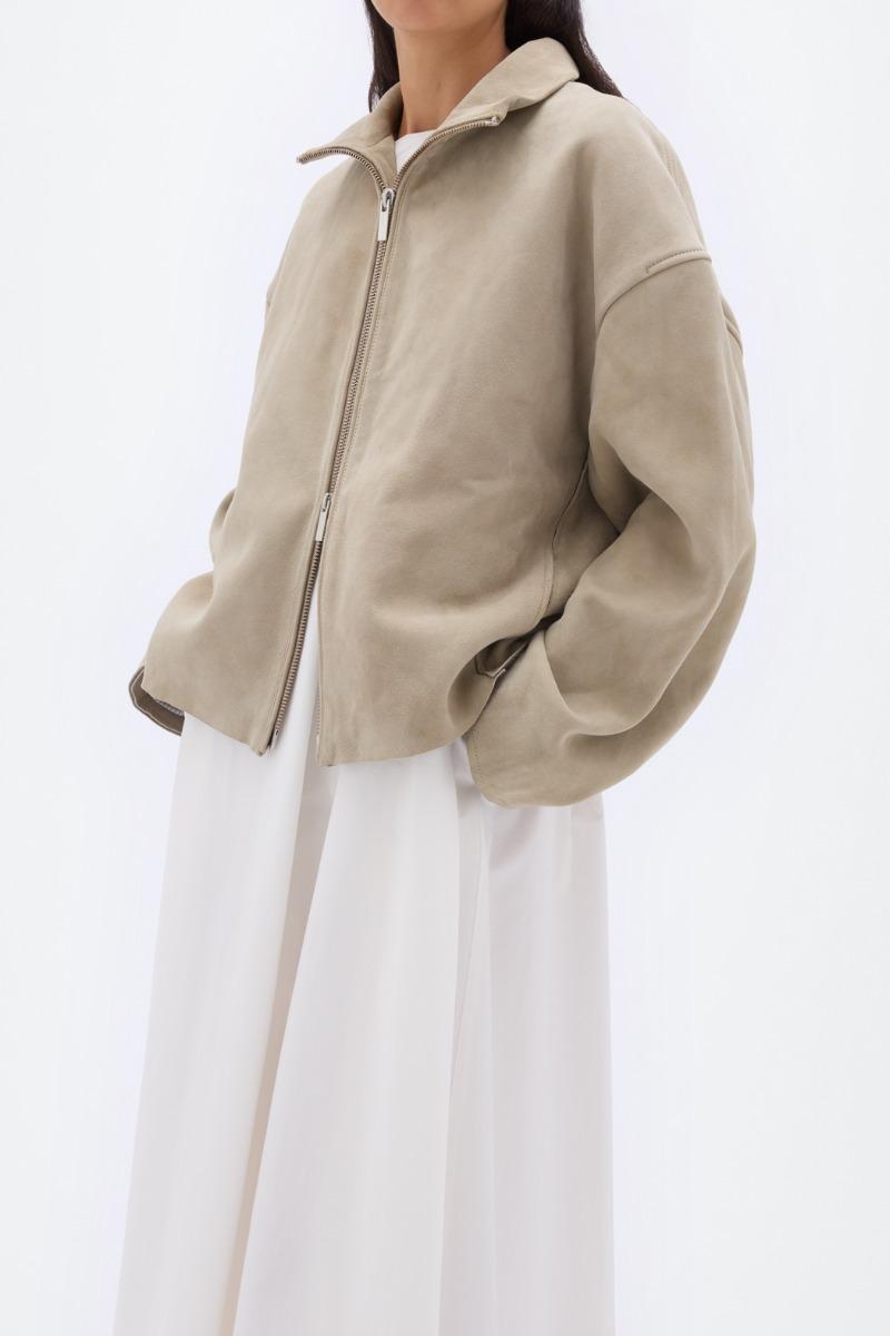 Remain Birger Christensen Bonded Leather Jacket Beige