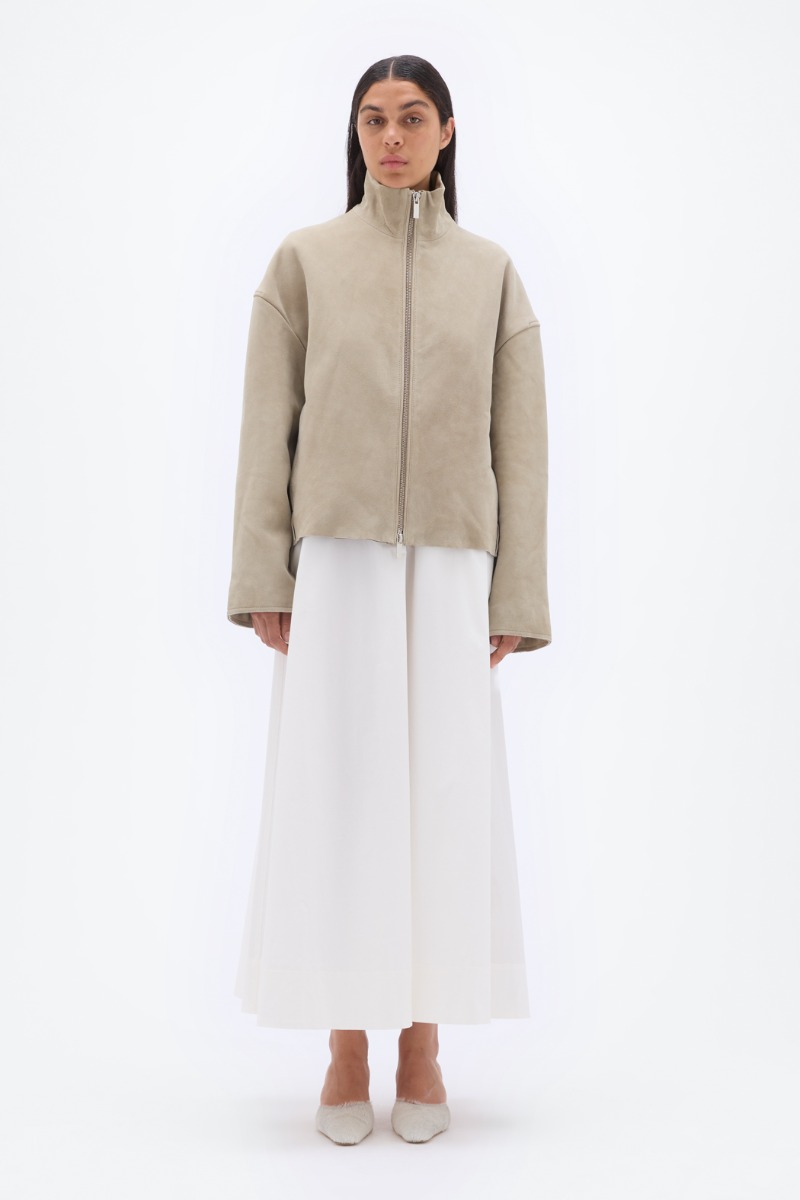 remain birger christensen Bonded Leather Jacket Beige