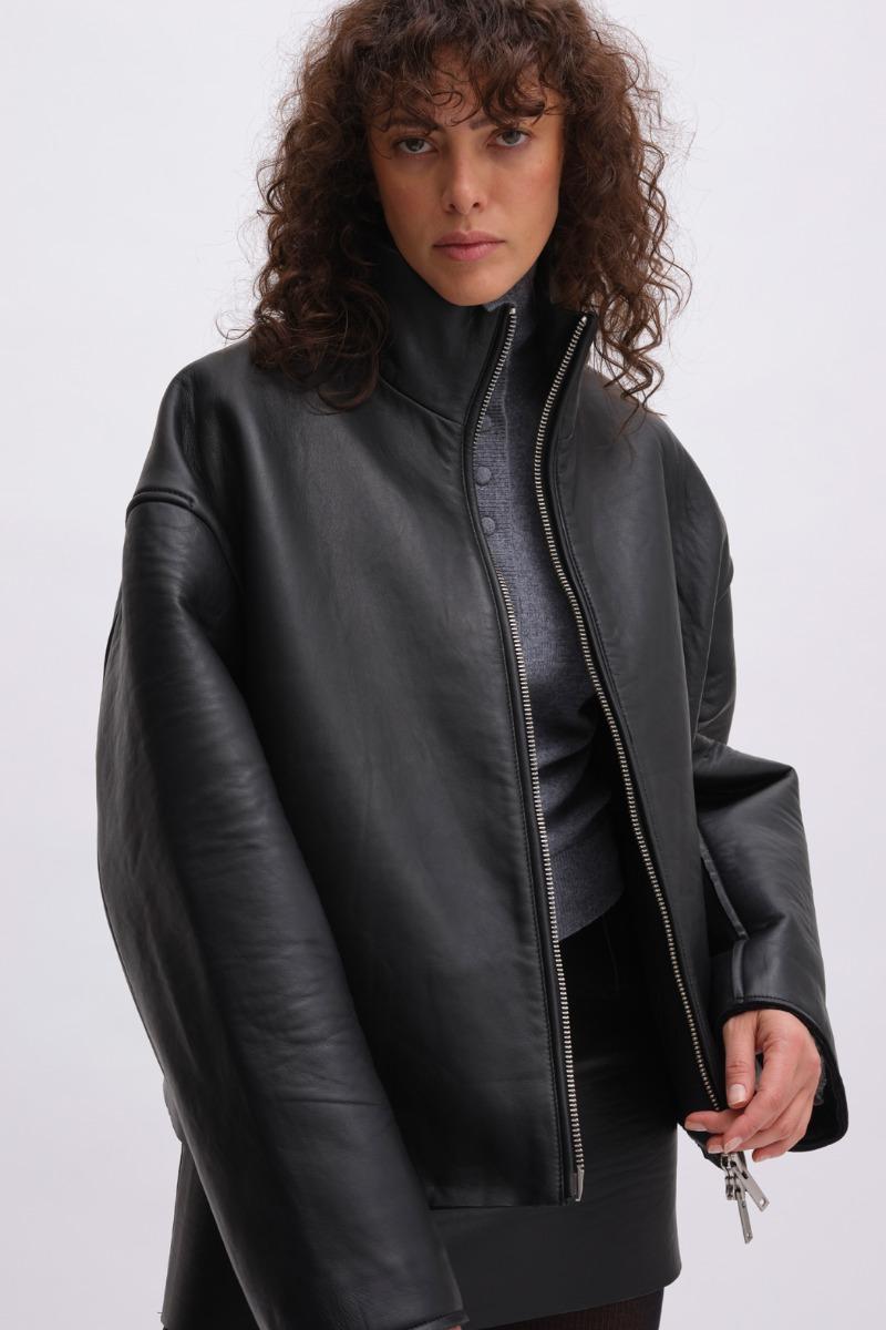 Remain Birger Christensen Bonded Leather Jacket Black