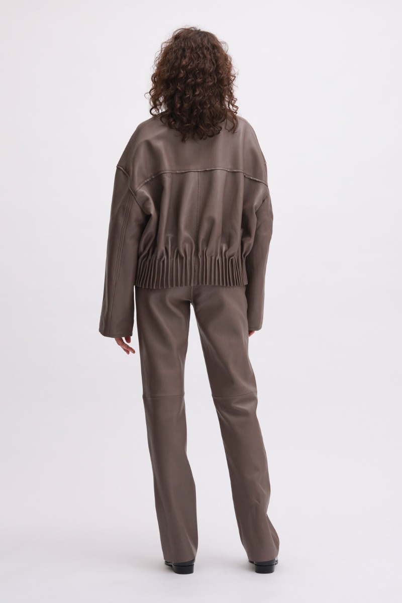 Remain Birger Christensen Bonded Leather Jacket Brown