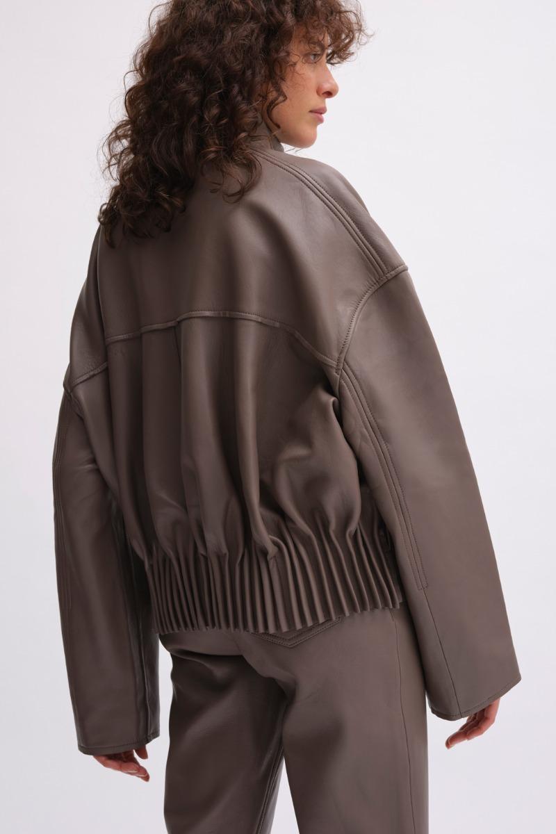 Remain Birger Christensen Bonded Leather Jacket Brown