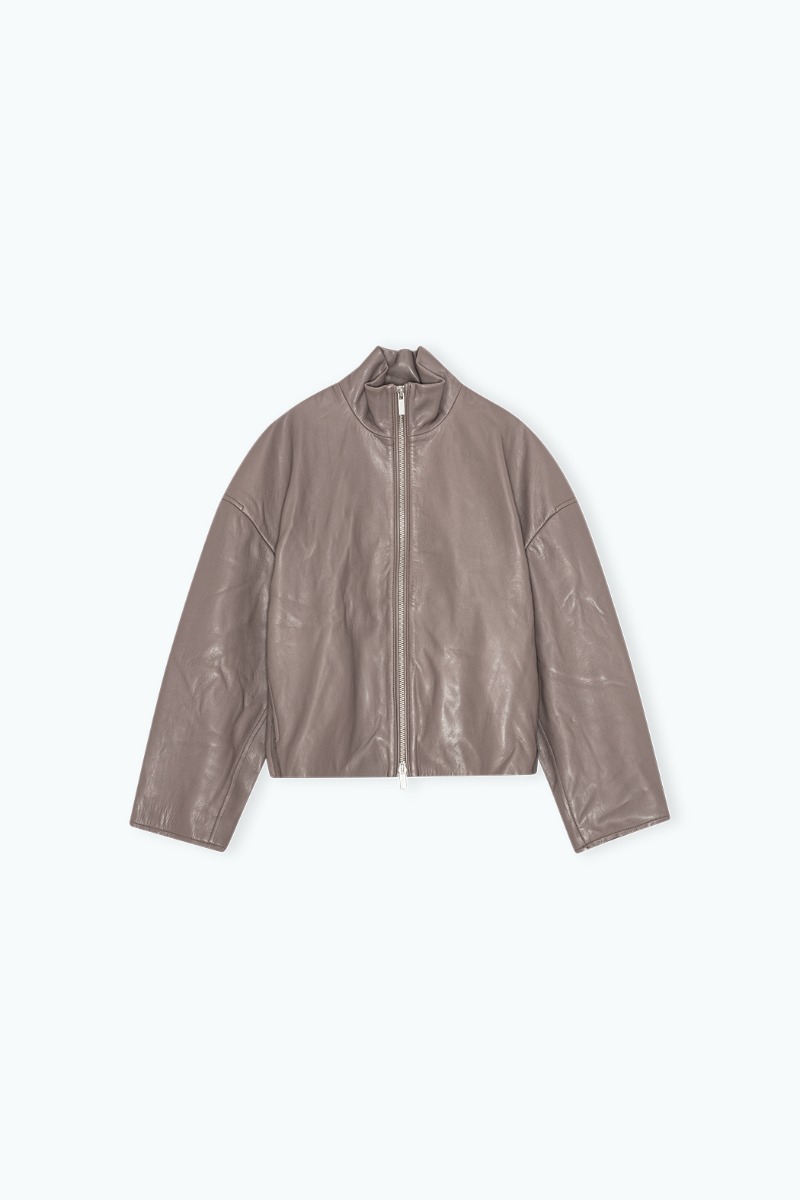 Remain Birger Christensen Bonded Leather Jacket Brown