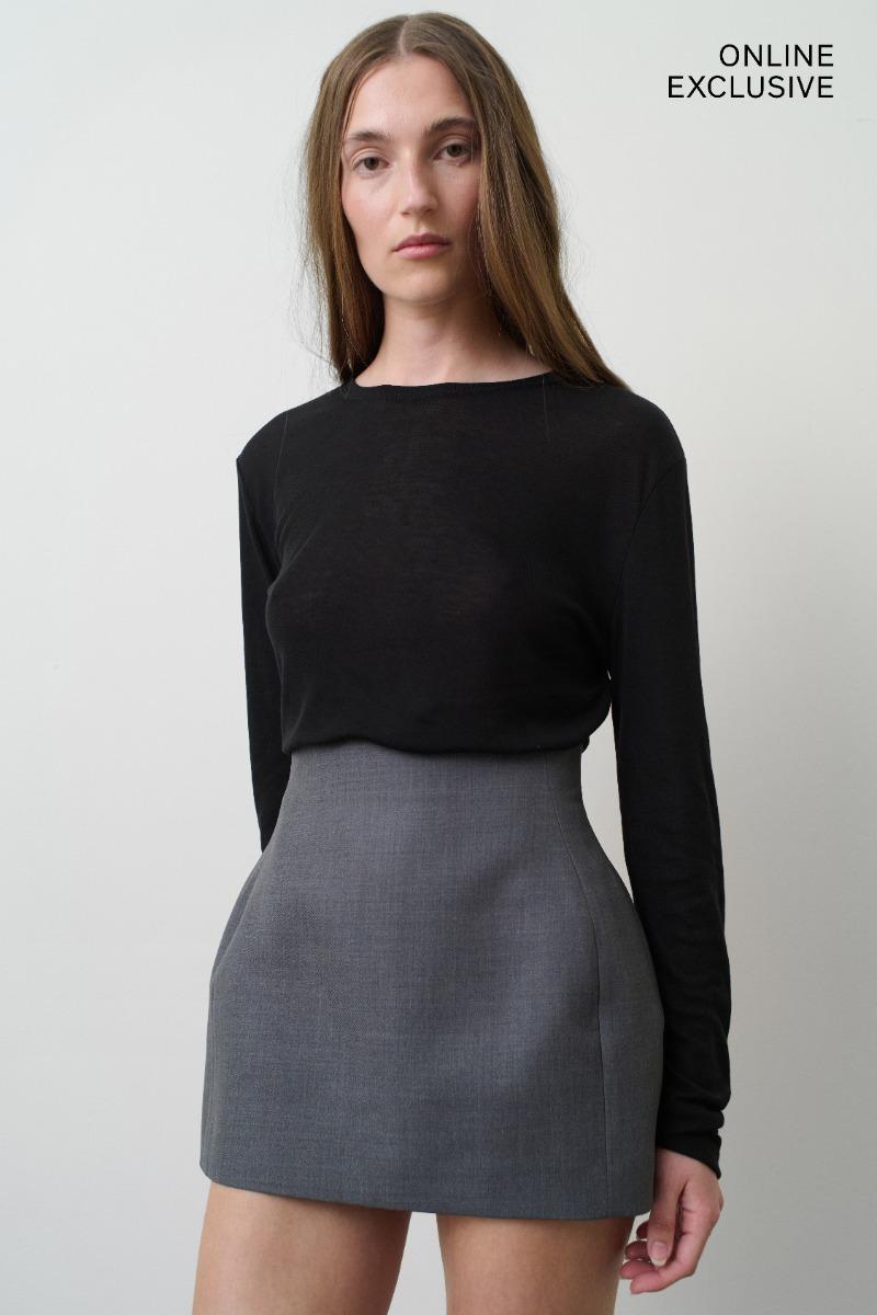 Remain Birger Christensen Cinched Mini Skirt Dark Grey Melange