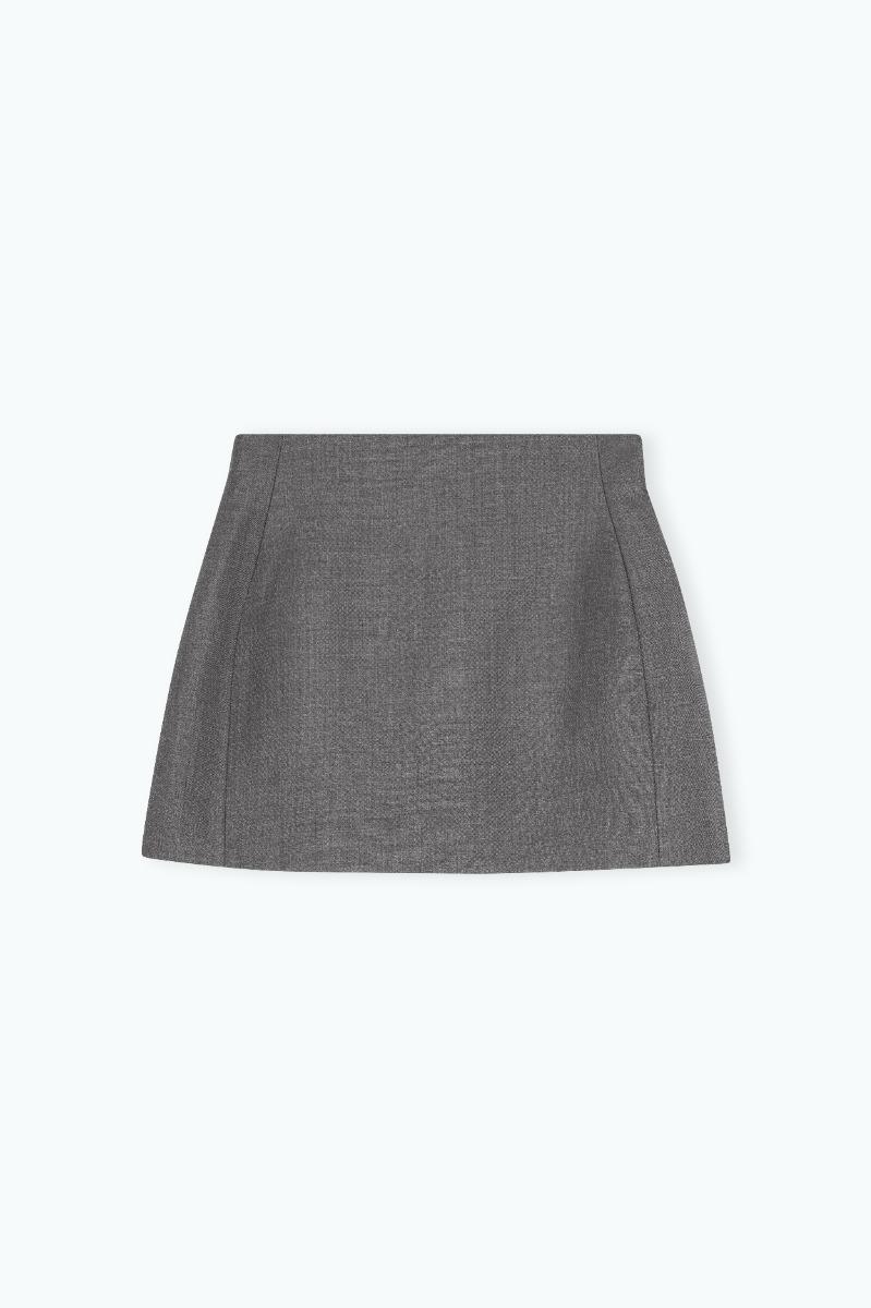 Remain Birger Christensen Cinched Mini Skirt Dark Grey Melange