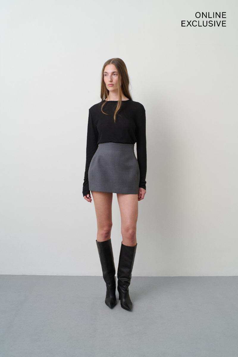 remain birger christensen Cinched Mini Skirt Dark Grey Melange