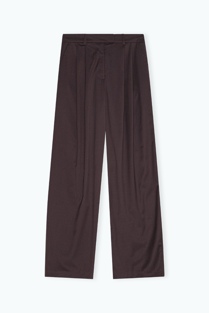 Remain Birger Christensen Cocoon Suiting Pants With Pleats Dark Brown