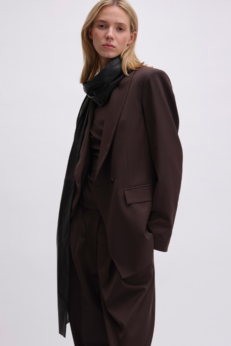 Remain Birger Christensen Double Breasted Blazer Dark Brown