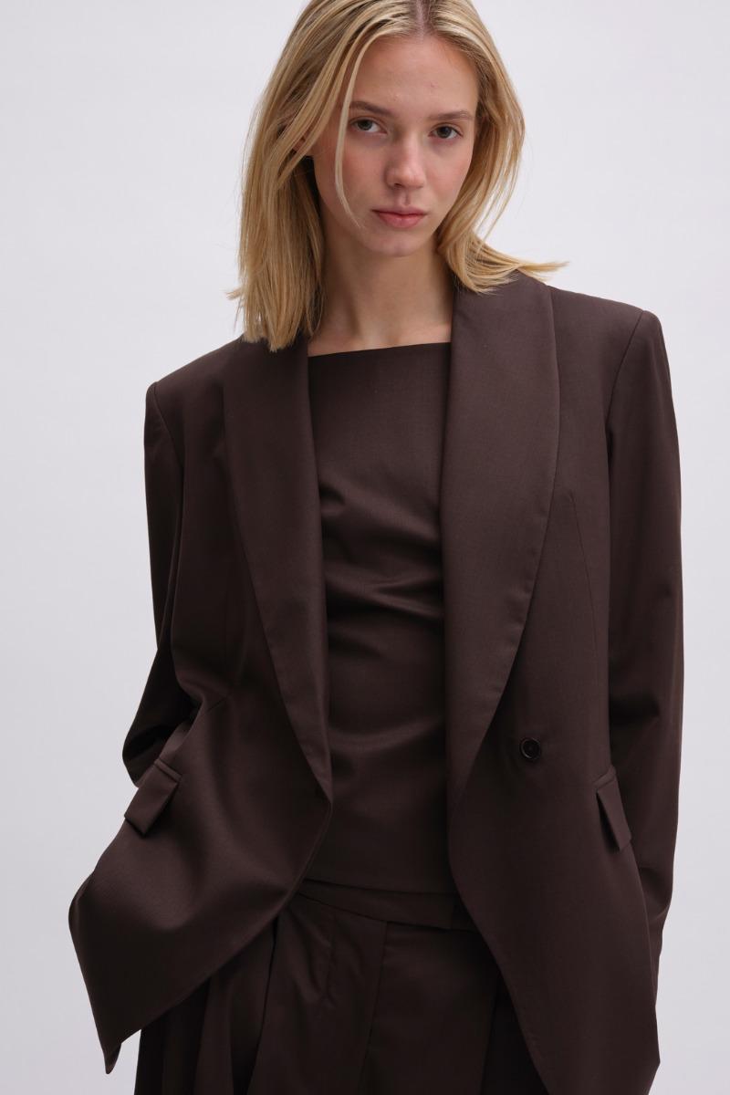 Remain Birger Christensen Double Breasted Blazer Dark Brown