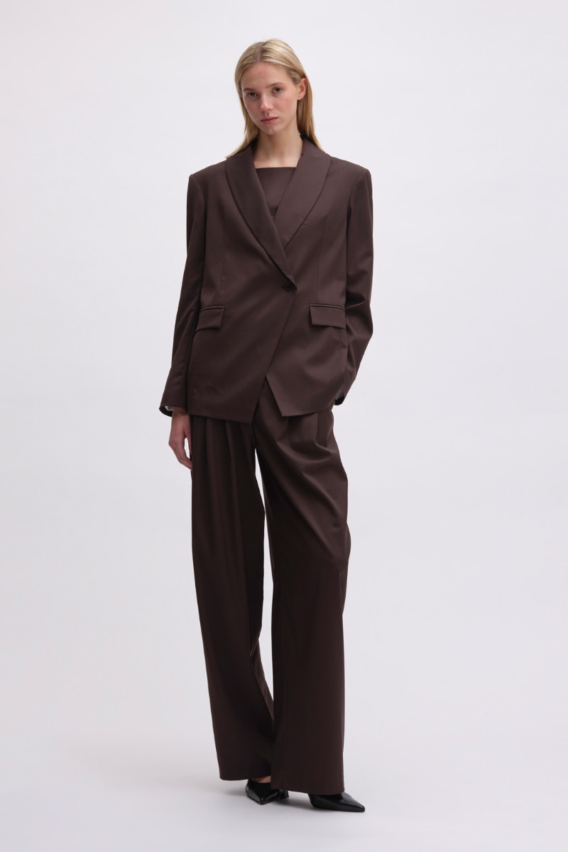 remain birger christensen Double Breasted Blazer Dark Brown